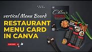 vertical Menu Board (FAST and EASY Restaurant Menu card in Canva | canva Tutorials