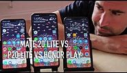 Huawei Mate 20 Lite vs P20 Lite vs Honor Play | Side-by-side
