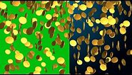 gold coins falling bg green screen video