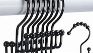 Shower Curtain Rings, SUTINE Shower Curtain Hooks, Stainless Steel Black Shower Curtain Hooks Rust Proof, Free Sliding Double Shower Hooks for Shower Curtains, Curtain & Liners, 12pcs-Black