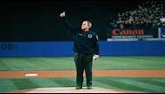 President Bush throws the first pitch of Game 3 of the 2001 World Series