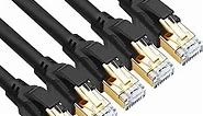 Yauhody CAT 8 Ethernet Cable, 3ft (5 Pack) Ultra High Speed 40Gbps 2000MHz SFTP 26AWG CAT8 Cable LAN Internet Network Cord with Gold Plated RJ45 Connector for Gaming,Router,Modem,PC(3ft/5 Pack/Black)