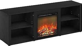 Furinno Classic 70 Inch TV Stand with Fireplace, Americano