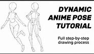 Anime Dynamic Pose Tutorial | How to Draw Dynamic Poses For Beginners (Full Process Tutorial)