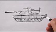 How to draw a Tank Easy | M1 Abrams Tank drawing
