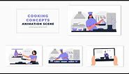 Food Cooking Chef Vector Cartoon Animation Scene