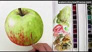 How to paint a red and green apple without making brown - in watercolor - by Anna Mason