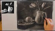 Charcoal Drawing Demonstration - Still Life