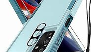 for Samsung Galaxy A14 5G Case with 1 Pcs Tempered Glass Screen Protector and 1 Pcs Camera Lens Cover,Heavy Duty Rugged Shockproof Full Body Protective Phone Cover,Mint Green
