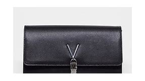 Valentino Bags Divina clutch bag with cross body chain strap in black | ASOS
