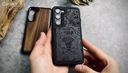 Carveit Wood Case for Galaxy S23 FE Case 2023 [Natural Wood & Black Soft TPU] Shockproof Protective Cover Unique Wooden Case Compatible with S23 FE Case (Vintage Pirate Compass-Walnut)
