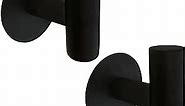 Biomoty Matte Black Adhesive Wall Hooks 2 Packs, Heavy Duty Sticky Towel Hooks for Bathroom Kitchen Door, Wall Mounted Stick on Hook for Coat Towels Keys Robe (Black)