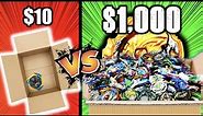 $10 Beyblade Mystery Box VS $1000 Beyblade Mystery Box!!