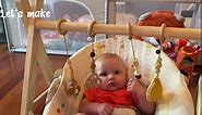 let's make Organic Wooden Play Gym with 4 Hanging Toys Foldable Baby Play Gym Frame Activity Center Hanging Bar Baby Tummy Time Play Gym Ideal Gift for Newborn Baby Boys Girls/Yellow