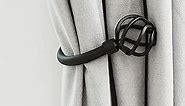 Handmade Metal Curtain Holdbacks 2pcs, Decoration Matt Black Curtain Tie Back Hooks for Wall, Heavy Duty Side Holders Tiebacks Accessories for Drapes Drapery Window