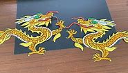 Gold Sequins Chinese Dragon Embroidered Appliques Lace