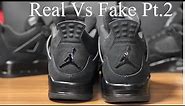 Latest Fake Black cat 4s Vs Retail pair. Black light and weight comparisons