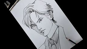 [Man Drawing] Quick Portrait Sketch a Handsome Man In Suit