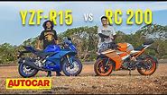 Yamaha R15 V4 vs KTM RC 200 - Which should be your first sport bike? | Comparison| Autocar India