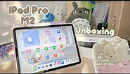 M2 iPad Pro 11" Unboxing 🐣📦 | Apple Pencil 2 + Cute Accessories 🦋💞