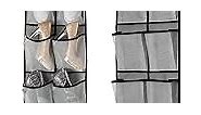 KEEPJOY Over The Door Shoe Organizer 2 Pack,Mesh Pockets Hanging Shoe Rack Over The Door,Shoe Storage Closet with 4 Hooks,Washable and Breathable Fabic,Large Size 57.5×12.6inch(Grey)