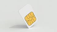 White Sim card full rotation endless loop above gray background with soft shadow. 3d render illustration.