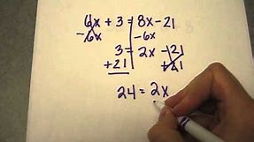8th Grade - Solving a Math Equation with Variables on Both Sides
