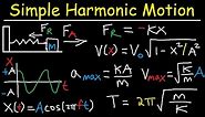 Simple Harmonic Motion, Mass Spring System - Amplitude, Frequency, Velocity - Physics Problems