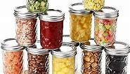 Cozcty 12 Pack Mason Jars 8 oz with Airtight Lids, Glass Regular Mouth Canning Jars, Small Quilted Crystal Jars for Jelly, Jam, Overnight Oats, Meal Prep