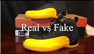 Air Jordan 12 University Gold/black and yellow Real vs Fake review and UV light test