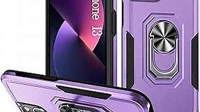 UKLCCU Case for iPhone 13 Purple Phone Case iPhone 14 Case Women with Stand Ring,Military Grade Drop Protection Heavy Duty Case for iPhone 13/14 (Purple+Back)