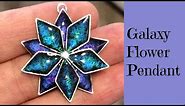 UV Resin Galaxy Star Flower Pendant Earrings Galactic Jewelry UV Resin Tutorial