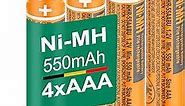 HHR-55AAABU NI-MH AAA Rechargeable Battery for Panasonic 1.2V 550mah 4Pack NiMH AAA Batteries for Panasonic Cordless Phones, Electronics, Remote Controls