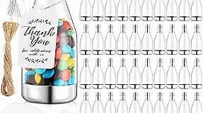Gerrii 60 Pcs Silver Champagne Bottle Container Set, Candy Bottle Mini Champagne Bottles Plastic DIY Favor Candy Jars with Tags Party Favor Containers for Baby Shower Bridal Wedding Birthday Party