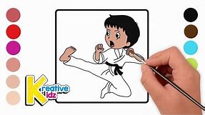 How to Draw and Color Karate for Kids | Sports Coloring Book and Page Art for Kids | 🥋💚🤩