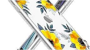 GVIEWIN Clear Flower iPhone SE 2020 Case/iPhone 8 Case/iPhone 7 Case, Soft TPU Silicone Ultra-Thin Slim Fit Transparent Woman Flowers Flexible Cover for 4.7" iPhone SE2/7/8 (Sunflowers/Yellow)