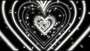Heart Video Background | Neon Heart Tunnel Black and White Background | Abstract Glow Particles