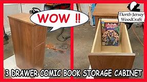 COMIC BOOK STORAGE CABINET WITH 3 DRAWERS