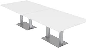 SKUTCHI DESIGNS INC. 10 Person Conference Table with Metal Bases | Modular Rectangular Table | Harmony Series | 10' | White