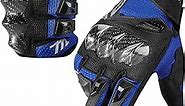 MADBIKE Motorcycle Gloves for Men Women Touchscreen Motocross Dirt Bike Riding Gloves with Carbon Fiber Protective Hard Knuckles Model MD66(Blue, Large)