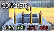 Rifles vs Concrete Blocks .223 5.56 7.62x39 .270 Win .30-06 & .450 Bushmaster