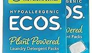 ECOS Laundry Detergent Packs, 80 Loads - 100% Plastic Free Packaging - Convenient No Mess Washing Soap Packs - Hypoallergenic for Sensitive Skin - Free & Clear
