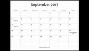 September 2017 Calendar Printable with Holidays and Moon Phases
