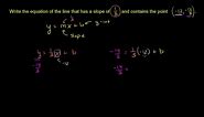 Slope-intercept equation from slope & point: fractions (old)