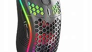 Wireless Gaming Mouse with Honeycomb Shell,USB Cordless 2.4GHz Ergonomic Wireless Mouse,Rechargeable RGB Backlight Computer Mouse for pc,Laptop,Computer(Black)