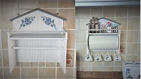 A USEFUL IDEA - Shelf , Paper Towel Holder and Cup Hanger - Kitchen decor