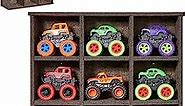 Wall-Mount Display Case Compatible with 9 Monster Jam Trucks, Toy Truck Storage for Monster Jam Trucks for Wall Door (9 Slots-Coffee)