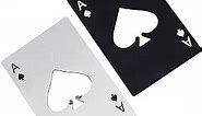 Ace Of Spades Bottle Opener Credit Card Size Pocker Cap Opener Portable Stainless Steel Can Opener (2 Pack Black & Silver)