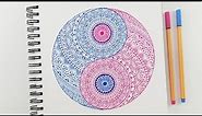 Yin Yang Mandala Art | How to draw easy Colorful Mandala for beginners | Doodle/Zentangle drawing