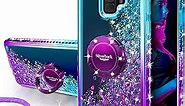 Silverback for Galaxy S9 Case, Moving Liquid Holographic Sparkle Glitter Case with Kickstand, Bling Diamond Rhinestone Bumper Ring Protective Samsung Galaxy S9 Case for Girls Women, Purple
